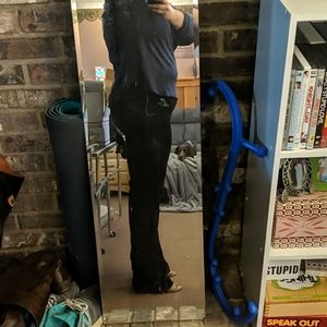 Tall black velveteen dress trousers